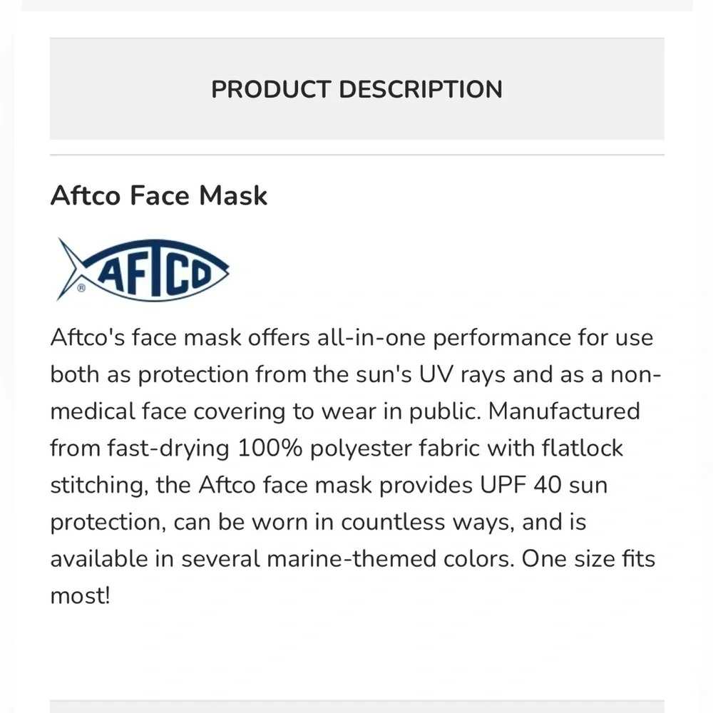 *2/$20* Aftco neck gaiters-UPF 50+ sun protection